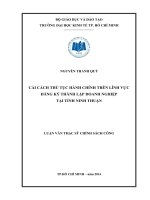 Cải cách thủ tục hành chính trên lĩnh vực đăng ký thành lập doanh nghiệp tại tỉnh ninh thuận 