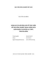 đánh giá của hộ nông dân về thực hiện  hỗ trợ nông nghiệp trong chính sách  giảm nghèo tại huyện lạc thủy,  tỉnh hòa bình 