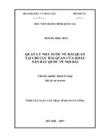 Quản lý nhà nước về hải quan tại chi cục hải quan cửa khẩu sân bay quốc tế nội bài (tt) 