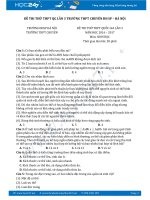 Đề thi thử THPT QG năm 2017 lần 3 môn Sinh học trường Đại học Sư phạm Hà Nội