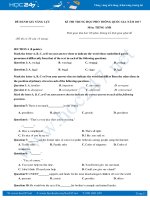 Đề thi đánh giá năng lực THPT Quốc gia môn tiếng Anh năm 2017