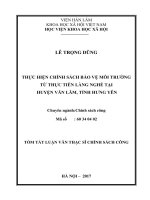 Thực hiện chính sách bảo vệ môi trường từ thực tiễn làng nghề tại huyện văn lâm, tỉnh hưng yên (tóm tắt)