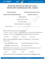 Đề thi thử THPT QG 2017 môn Vật Lý lần 2 trường Chuyên Đại Học Vinh Nghệ An có đáp án