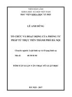 Tổ chức và hoạt động của phòng tư pháp từ thực tiễn thành phố hà nội (tóm tắt)