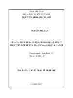 Chia tài sản chung của vợ chồng khi ly hôn từ thực tiễn xét xử của tòa án nhân dân tại hà nội (tóm tắt) 