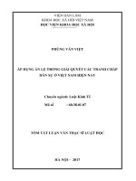 Áp dụng án lệ trong giải quyết các tranh chấp dân sự ở việt nam hiện nay (tóm tắt)