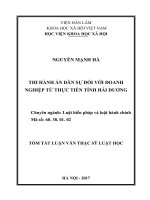 Thi hành án dân sự đối doanh nghiệp từ thực tiễn tỉnh hải dương (tóm tắt)