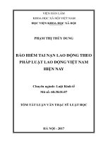 BẢO HIỂM TAI nạn LAO ĐỘNG THEO PHÁP LUẬT LAO ĐỘNG VIỆT NAM HIỆN NAY (tóm tắt) 