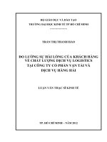 Đo lường sự hài lòng của khách hàng về chất lượng dịch vụ logistics tại công ty cô phần vận tải và dịch vụ hàng hải  
