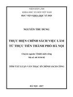 Thực hiện chính sách việc làm từ thực tiễn thành phố hà nội (tóm tắt) 
