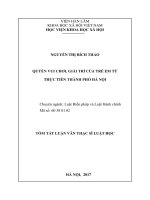 Quyền vui chơi, giải trí của trẻ em từ thực tiễn thành phố hà nội (tóm tắt)