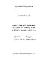 Quản lý các dự án đầu tư xây dựng  công trình giao thông nội thành  ở thành phố bắc ninh tỉnh bắc ninh 