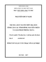 Tội mua bán người trên địa bàn tỉnh lào cai tình hình, nguyên nhân và giải pháp phòng ngừa (tóm tắt) 