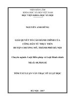 Giải quyết tố cáo hành chính của công dân từ thực tiễn huyện chương mỹ, thành phố hà nội (tóm tắt) 
