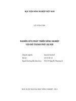nghiên cứu phát triển nông nghiệp  ven đô thành phố hà nội 