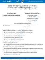 Đề thi thử THPT QG 2017 môn Vật Lý lần 1 trường Chuyên Lê Quý Đôn Đà Nẵng có đáp án