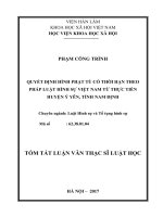 Quyết định hình phạt tù có thời hạn theo pháp luật hình sự việt nam từ thực tiễn huyện ý yên, tỉnh nam định (tóm tắt)