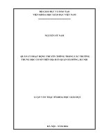 QUẢN lý HOẠT ĐỘNG TRUYỀN THÔNG TRONG các TRƢỜNG TRUNG học cơ sở TRÊN địa bàn QUẬN hà ĐÔNG, hà nội 