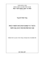 Phát triển doanh nghiệp tư nhân trên địa bàn thành phố hà nội (tt)