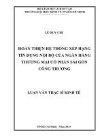 Hoàn thiện hệ thống xếp hạng tín dụng nội bộ của ngân hàng thương mại cổ phần sài gòn công thương 