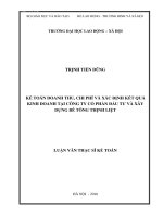 KẾ TOÁN DOANH THU, CHI PHÍ VÀ XÁC ĐỊNH KẾT QUẢ KINH DOANH TẠI CÔNG TY CỔ PHẦN ĐẦU TƯ VÀ XÂY DỰNG BÊ TÔNG THỊNH LIỆ