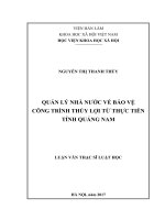 Quản lý nhà nước về bảo vệ công trình thủy lợi từ thực tiễn tỉnh quảng nam