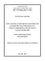Nâng cao chất lượng dịch vụ giao nhận vận tải hàng hóa xuất nhập khẩu của công ty TNHH dịch vụ thương mại và vận tải trường phú (tóm tắt) 