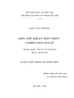 LUẬN VĂN THẠC SĨ TOÁN HỌC: MỘT LỚP IĐÊAN ĐƠN THỨC COHEN  MACAULAY