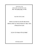 Pháp luật về bảo vệ quyền lợi người tiêu dùng trong lĩnh vực dược phẩm từ thực tiễn tỉnh Quảng Ngãi