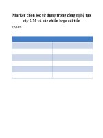 Marker chọn lọc sử dụng trong công nghệ tạo cây GM và các chiến lược cải tiến 