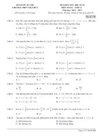 Đề thi học kì 2 môn Toán lớp 12 trường THPT Việt Đức, Hà Nội năm học 2016  2017 