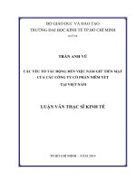Các yếu tố tác động đến việc nắm giữ tiền mặt của các công ty niêm yết tại việt nam 