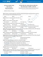 Đề thi thử THPT QG 2017 môn Hóa THPT Chuyên Nguyễn Quang Diêu  Đồng Tháp lần 1 có đáp án