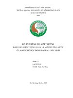 ĐỒ ÁN THÔNG TIN MÔI TRƯỜNG ĐÁNH GIÁ HIỆN TRẠNG QUẢN LÝ MÔI TRƯỜNG NƯỚC Ở LÀNG NGHỀ ĐÚC ĐỒNG ĐẠI BÁI – BẮC NINH