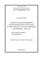 Giải quyết tranh chấp hợp đồng chuyển nhượng quyền sử dụng đất từ thực tiễn xét xử của toà án nhân dân tại tỉnh bà rịa   vũng tàu  (tóm tắt)