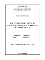 Thủ tục giải quyết các vụ án kinh doanh thương mại từ thực tiễn thành phố đà nẵng (tt)