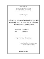 Giải quyết tranh chấp hợp đồng vay tiền theo pháp luật tố tụng dân sự Việt Nam từ thực tiễn tỉnh Bình Định