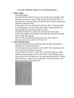 CÁC ĐẶC TÍNH KỸ THUẬT CỦA NGUỒN QUANG