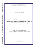 nghiên cứu khảo sát ảnh hưởng của một số yếu tố đến khả năng giải phóng formaldehyde từ quần áo ra môi trường trong quá trình sử dụng 
