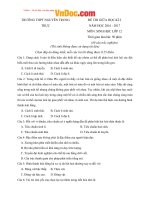 Đề thi giữa học kì 2 môn Sinh học lớp 12 trường THPT Nguyễn Trung Trực, An Giang năm học 2016  2017 