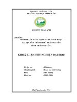 Đánh giá chất lượng nước sinh hoạt tại địa bàn thành phố thái nguyên   tỉnh thái nguyên 