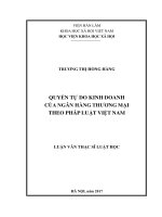 Quyền tự do kinh doanh của ngân hàng thương mại theo pháp luật việt nam