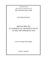 Kiểm sát điều tra vụ án hình sự các tội phạm về ma túy từ thực tiễn tỉnh quảng nam 