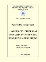 Nghiên cứu chiết xuất curcumin từ nghệ vàng bằng dung môi xà phòng 