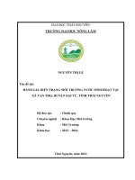 Đánh giá hiện trạng môi trường nước sinh hoạt tại xã vạn thọ   huyện đại từ   tỉnh thái nguyên 