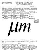 Đề kiểm tra học kì 2 môn Vật lý lớp 12 năm học 20142015 trường PT DTNT tỉnh Bình Thuận
