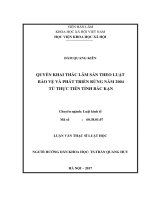 Quyền khai thác lâm sản theo luật bảo vệ và phát triển rừng năm 2004 từ thực tiễn tỉnh bắc kạn