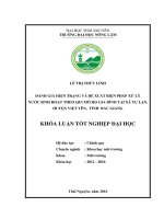 Đánh giá thực trạng và đề xuất giải pháp xử lý nước sinh hoạt quy mô hộ gia đình trên địa bàn xã tự lạn   huyện việt yên   tỉnh bắc giang 