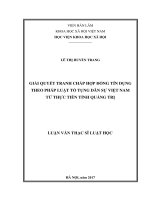 Giải quyết tranh chấp hợp đồng tín dụng theo pháp luật tố tụng dân sự việt nam từ thực tiễn tỉnh quảng trị