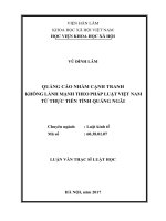 Quảng cáo nhằm cạnh tranh không lành mạnh theo pháp luật việt nam từ thực tiễn tỉnh quảng ngãi (tóm tắt)